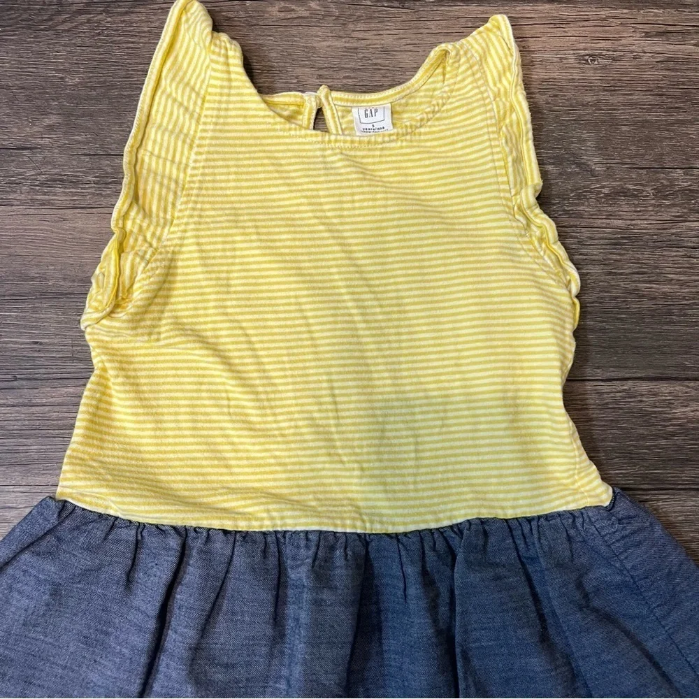 Gap Baby Girls Yellow Stripes And Blue Sleeveless Sun Dress Size 3